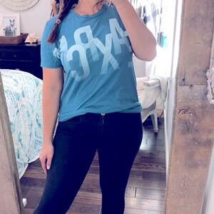Armani Exchange medium turquoise spellout T-shirt